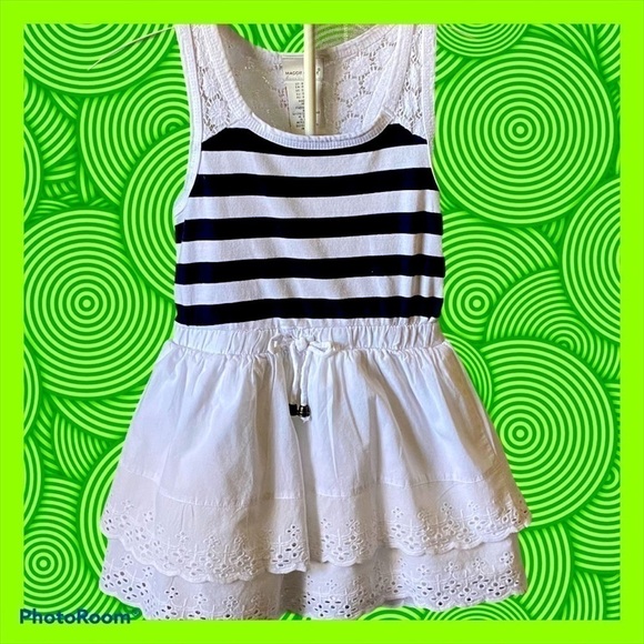 MAGGIE & ZOE, beautiful dress, blue and white striped top with lace back - Picture 1 of 8
